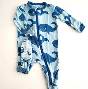 Kickee Pants Footie with Zipper in Jade Whales